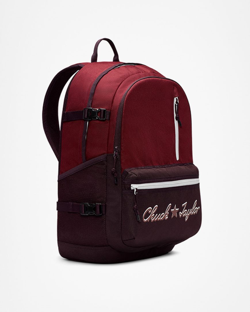 Men's Converse Straight Edge Chuck Taylor Logo Backpacks Dark Red / Black Pink | AU 41E59O